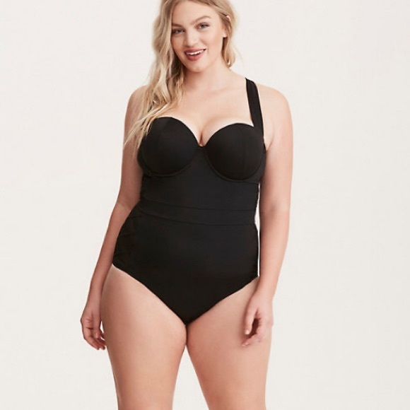 black lattice swimsuit